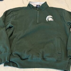 MSU Spartan Green Men's Zip-Up Sweater